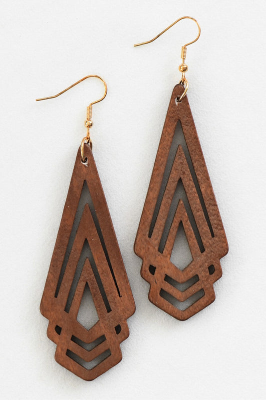 Boho Filigree Laser Cut Black Wood Earrings