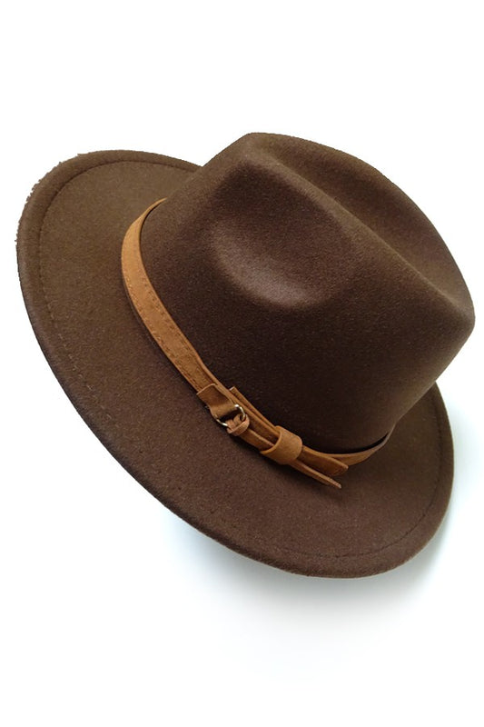 A VINTAGE CLASSIC FEDORA HAT BROWN TIE TRIM