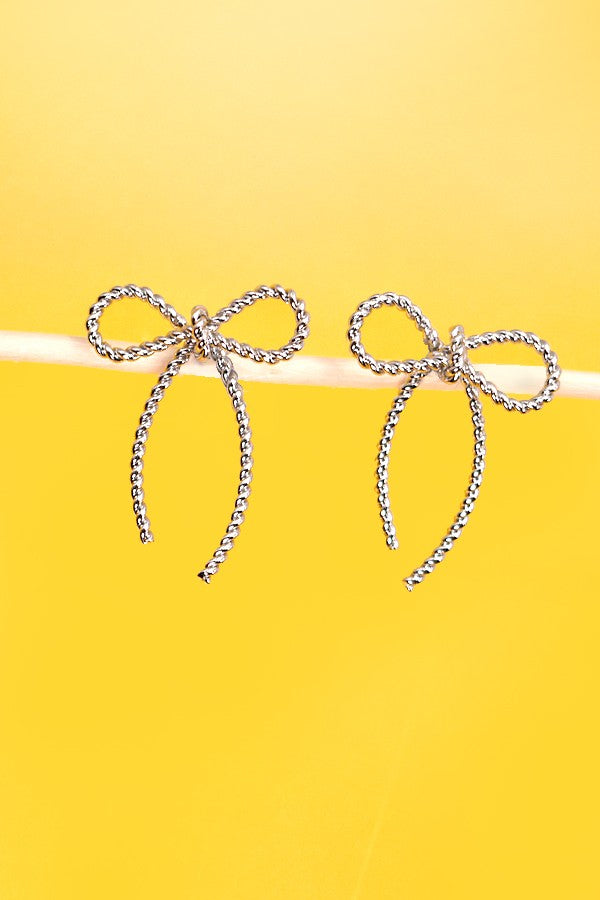 ROPE BOW DESIGN STUD EARRINGS