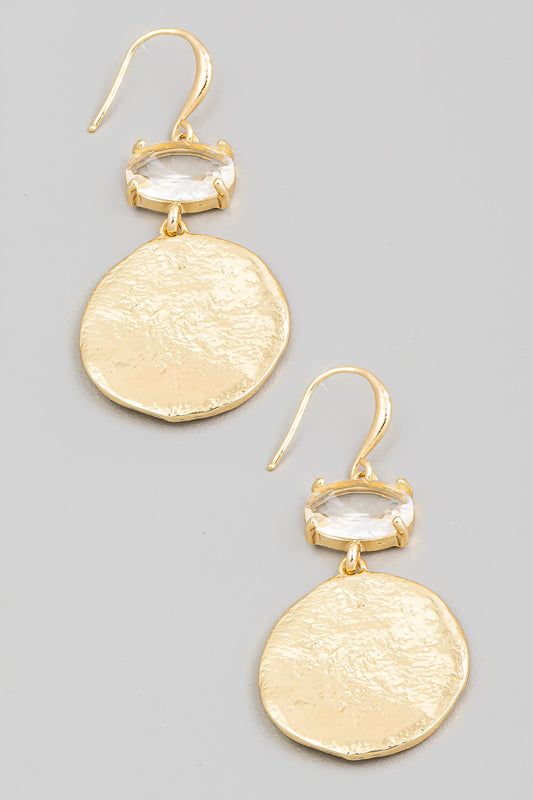 Textured Disc Hook Drop Earrings