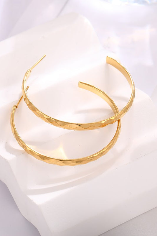 18K STAINLESS STEEL TARNISH FREE HAMMERED HOOPS