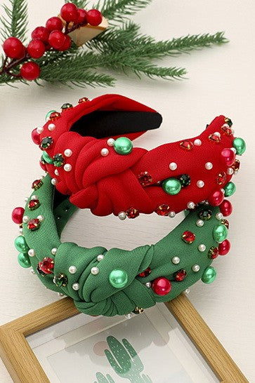 CHRISTMAS JINGLE BELL SEED BEAD HAIR BAND HEADBAND