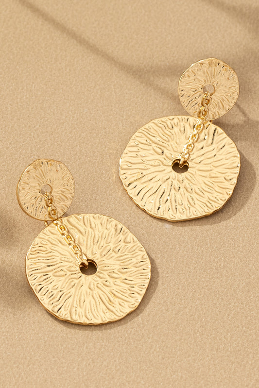 "Double Hammered" disk drop earrings