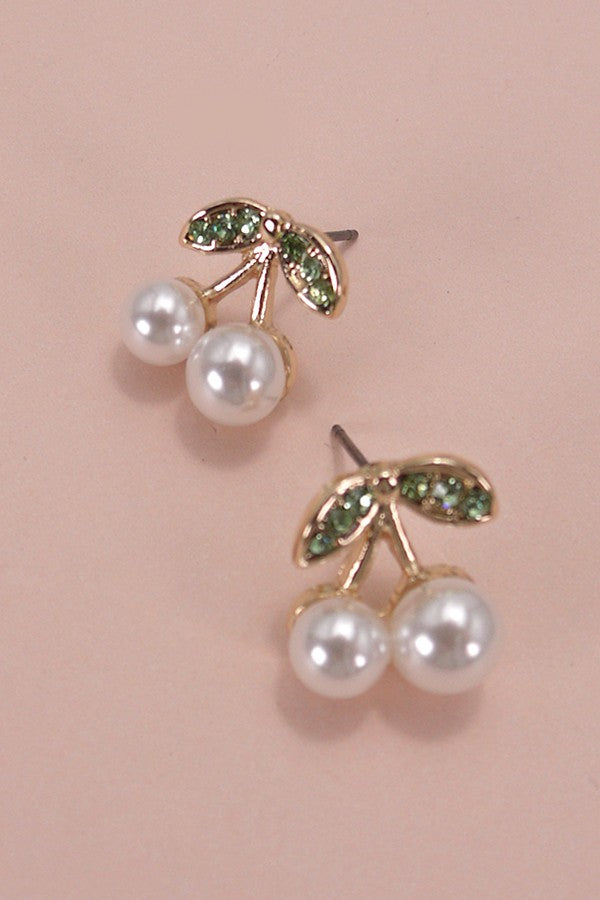 CHERRY PEARL RHINSTONE EARRINGS