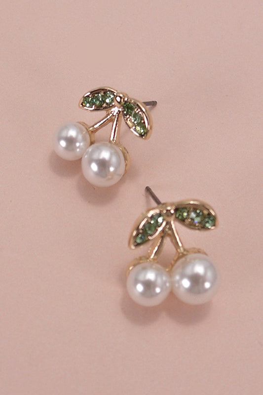 CHERRY PEARL RHINSTONE EARRINGS