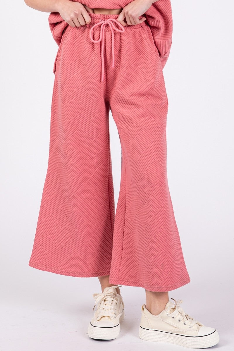 "Coral Pink" Patterned French Terry Bottoms