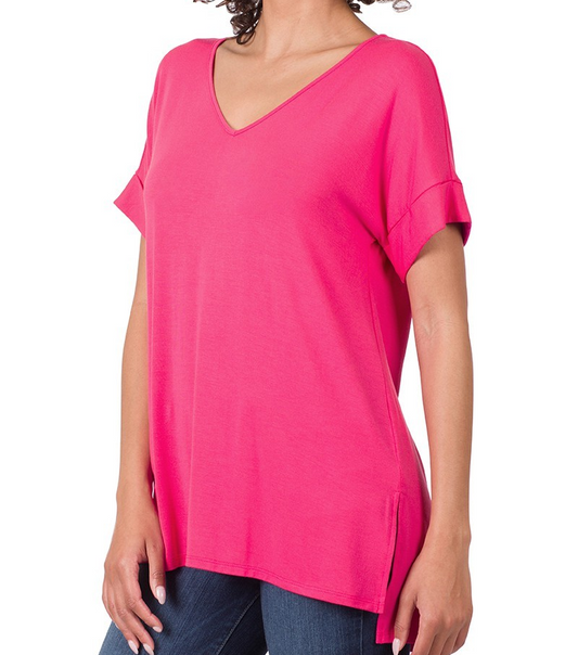 REAL MODAL SHORT SLEEVE V-NECK TOP