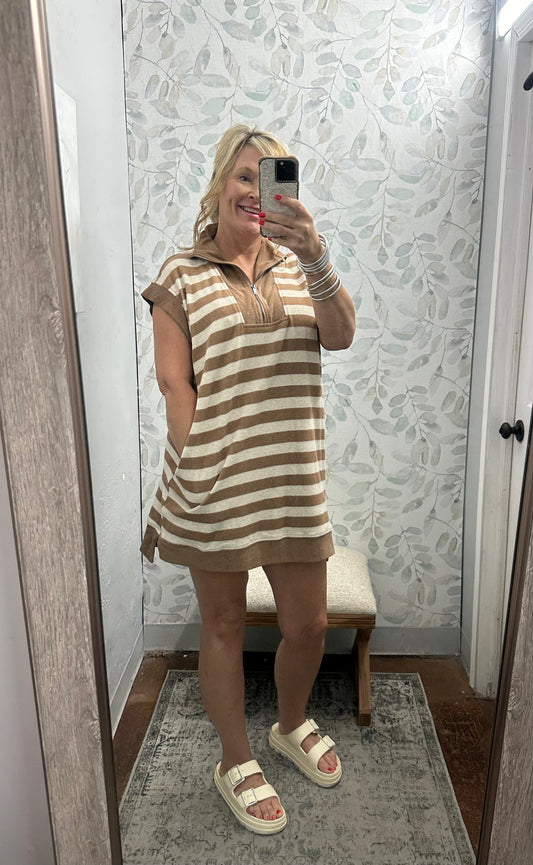 "Latte Striped" Mini Dress