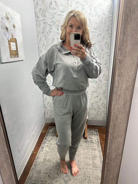 ENZYME WASHED FRENCH TERRY JUMPSUIT