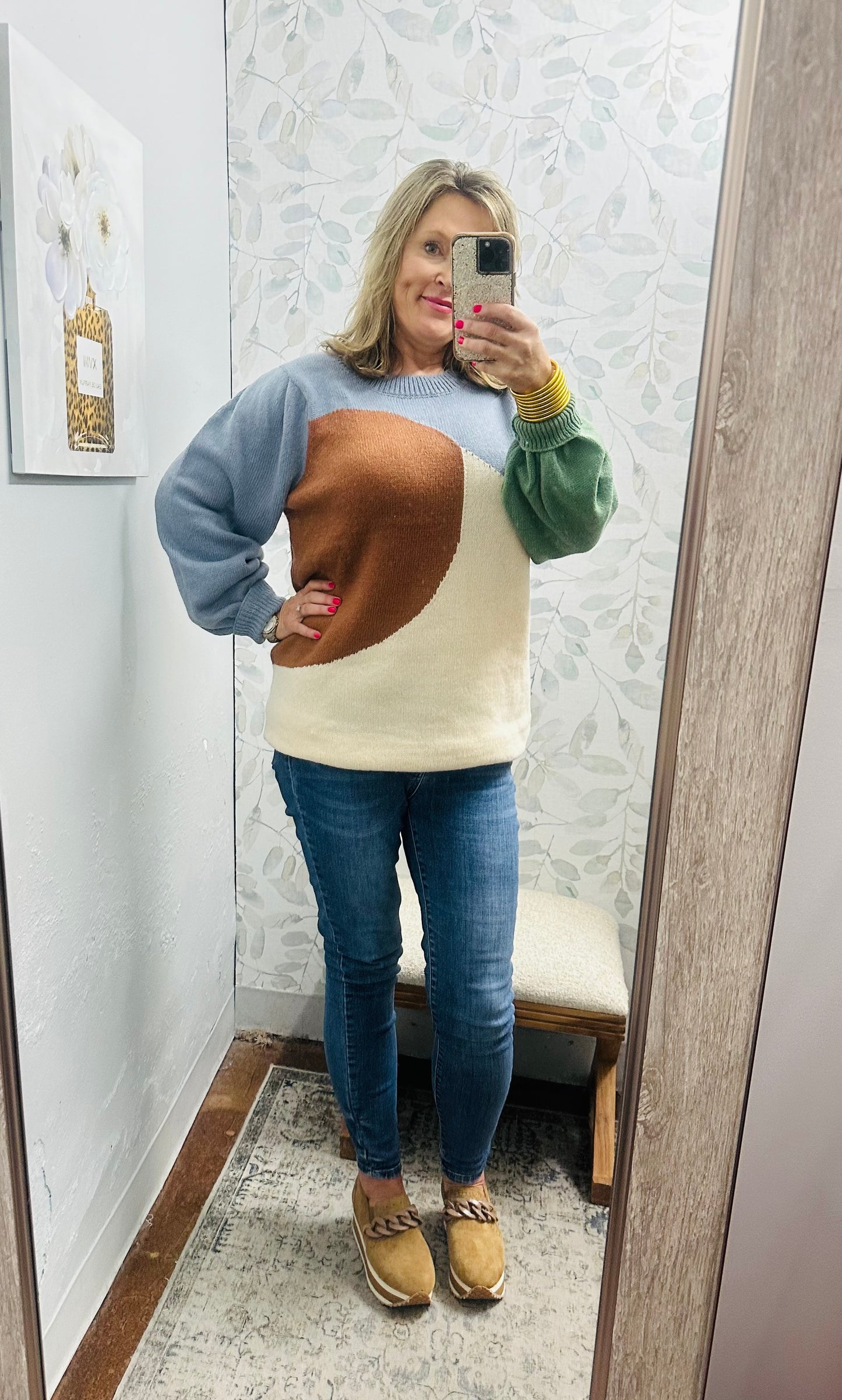 Tri Colored Curvy Sweater