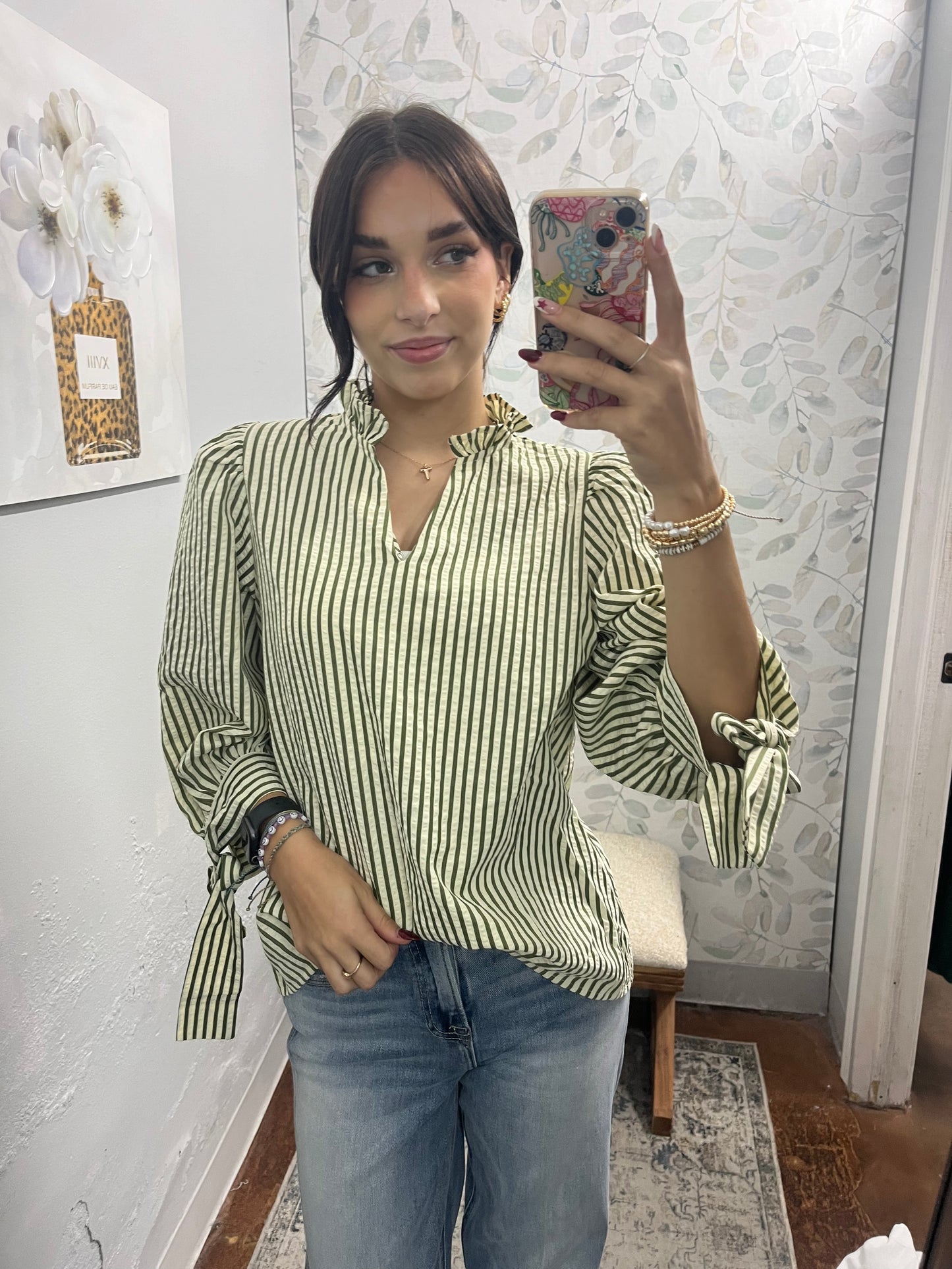 "Olive Stripe" Top