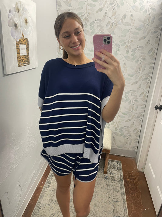 "Navy Blue Stripe" Top