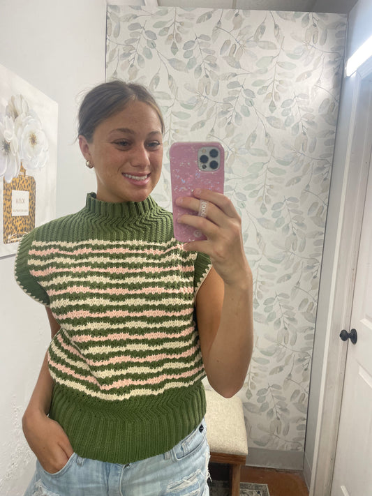 "Olive Striped" Sweater