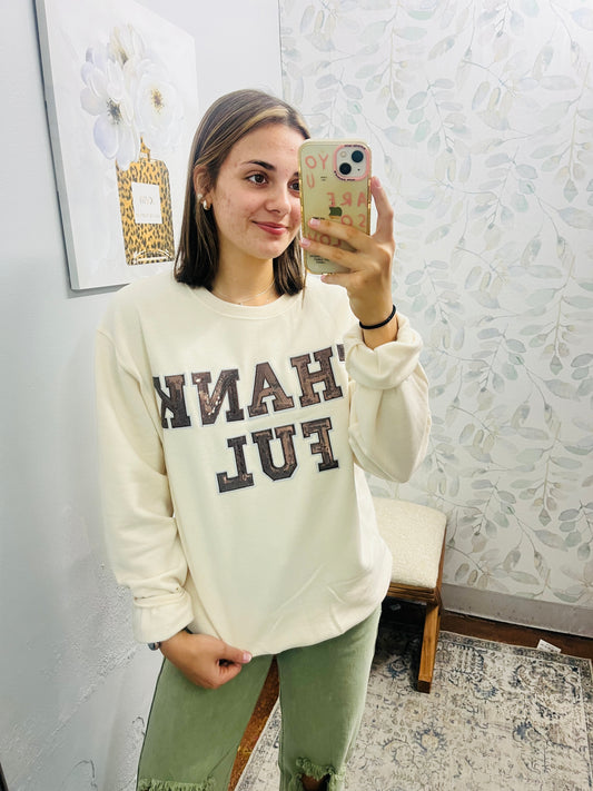 Thankful Sequin Graphic Sweatshirt