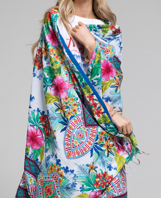 "Bahamas"Luxury Flower Print Towel